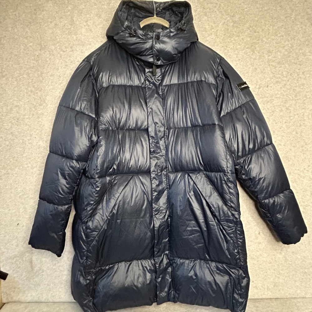 Calvin Klein Puffer Coat Metallic Blue Hood XL Sorona Aura Breathable insulation